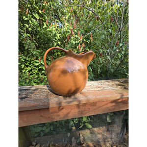 Vtg Chefsware Tilted Large Brown Stoneware Pitcher.